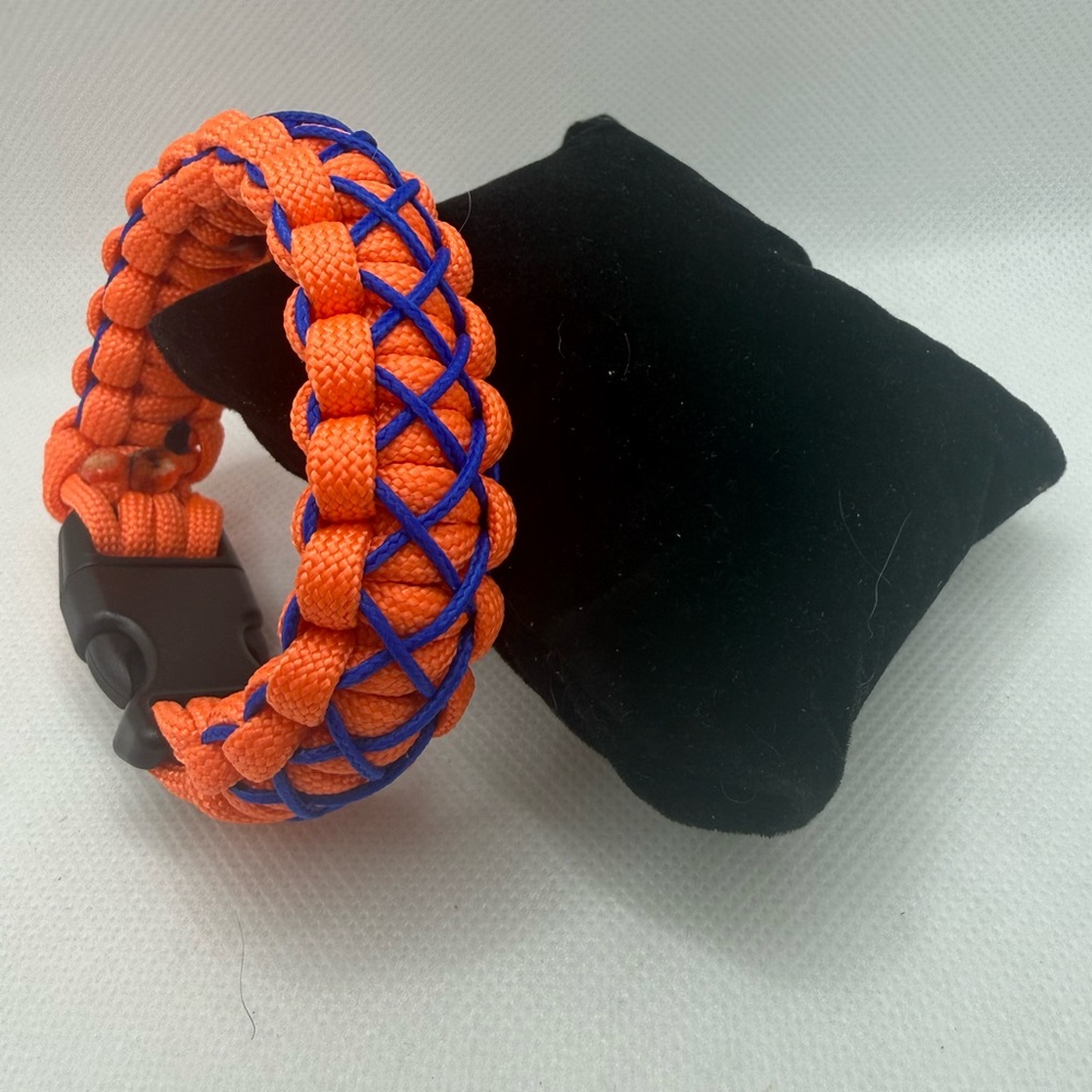 Handmade Neon Orange & Royal Blue Paracord Bracelet